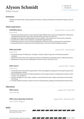 Office Nurse Resume Sample and Template