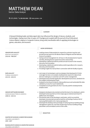 Senior Data Analyst Resume Sample and Template