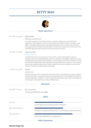 Office Worker Resume Sample and Template