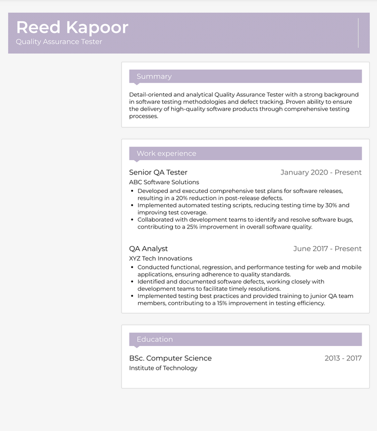 Visual Resume Template - Oak