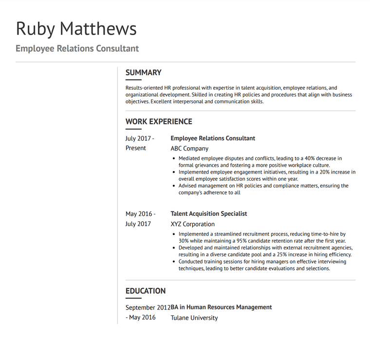 Clean Resume Template - Corporate