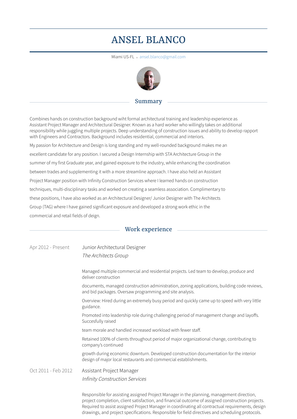 Junior Architectural Designer Resume Sample and Template