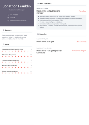 Publications Manager Resume Sample and Template