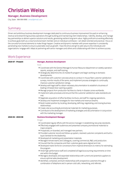 Business Development Manager Resume Sample and Template