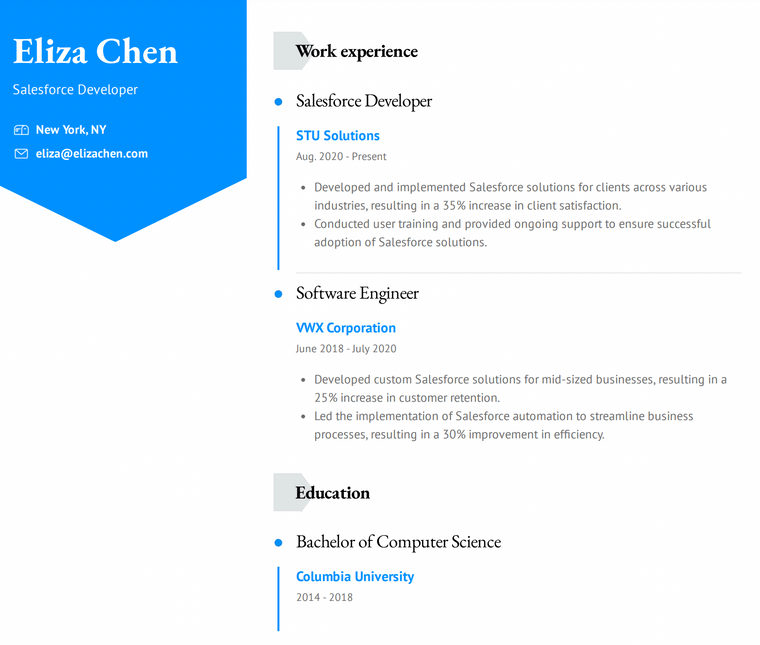 Salesforce Developer Resume Sample 1