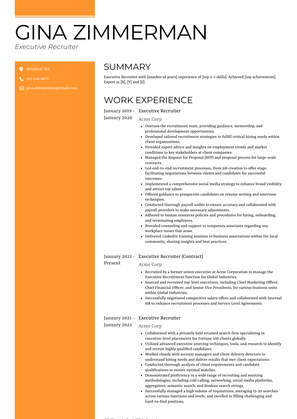 Executive Recruiter Resume Sample and Template