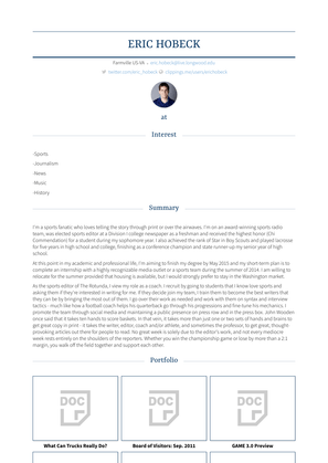 Sports Editor Resume Sample and Template