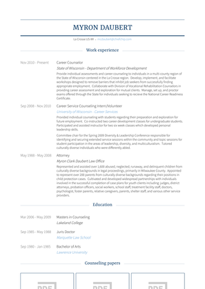 Career Counselor Resume Sample and Template