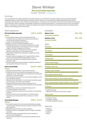 Social Media Specialist CV Example and Template
