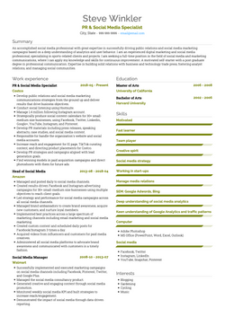 Social Media Specialist Resume Sample and Template