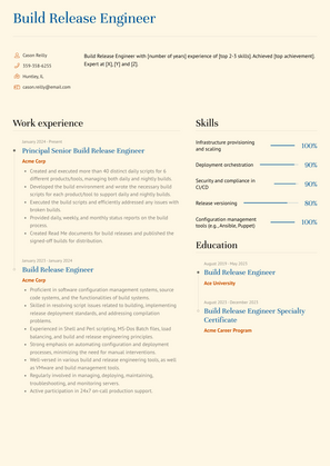 Build Release Engineer Resume Sample and Template