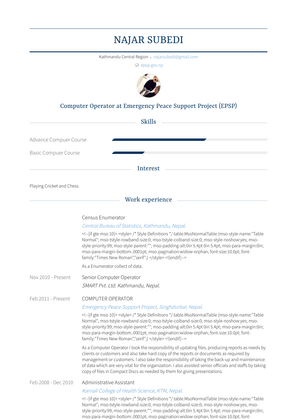 Census Enumerator Resume Sample and Template