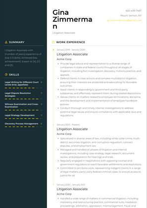 Litigation Associate Resume Sample and Template