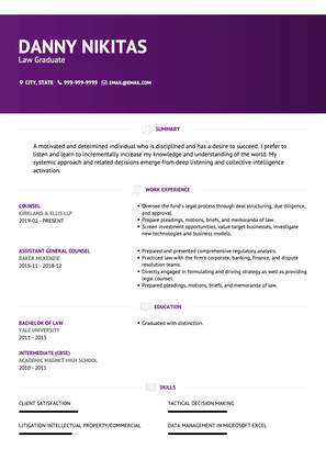 Law Graduate CV Example and Template