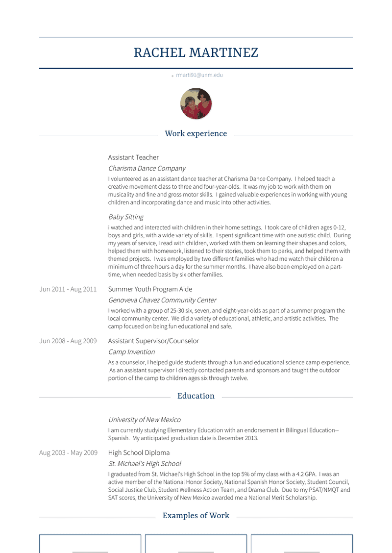 Assistant Teacher Resume Sample and Template