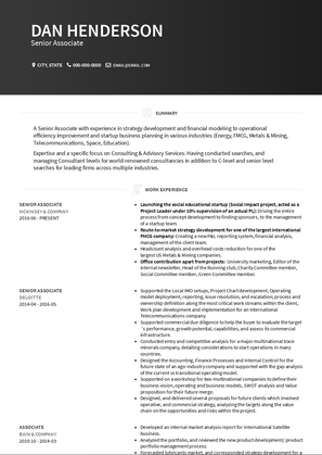 Senior Associate Resume Sample and Template