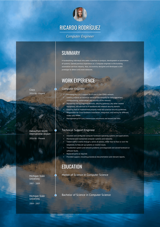 Creative Resume Template and Example - Verge by VisualCV	