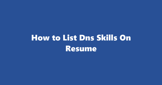 dns resume skills