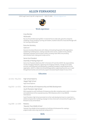 Crew Member Resume Sample and Template