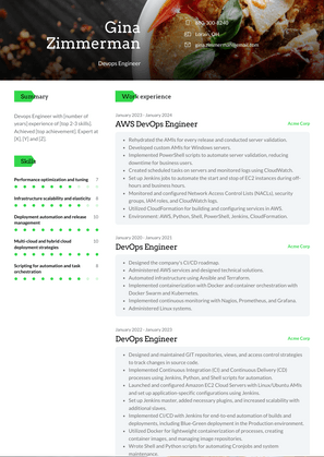 Devops Engineer Resume Sample and Template