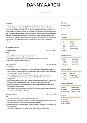 Software Engineer Resume Sample and Template