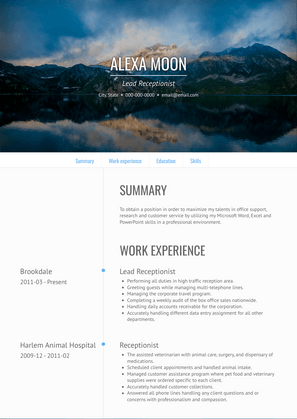 Lead Receptionist Resume Sample and Template