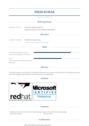 Customer Support Engineer Resume Sample and Template