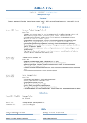 Strategic Analyst Resume Sample and Template