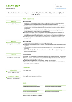 Security Director Resume Sample and Template