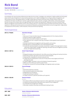 Operations Manager Resume Sample and Template