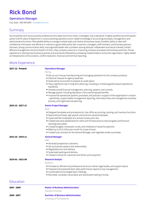 Operations Manager CV Example and Template