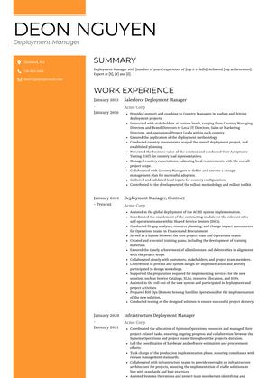 Deployment Manager Resume Sample and Template