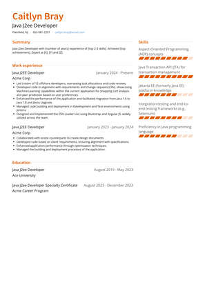 Java J2ee Developer Resume Sample and Template