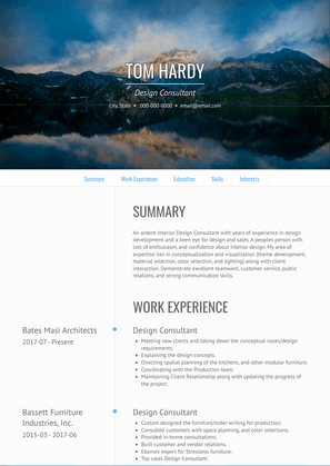 Design Consultant Resume Sample and Template