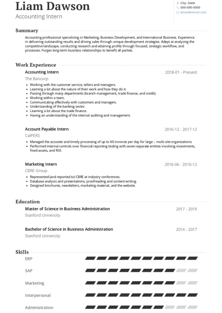 traditional accounting resume example
