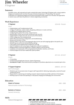 IT Engineer Resume Sample and Template