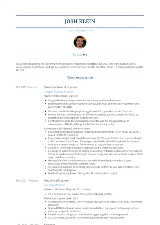 Mechanical Engineer Resume Summary Examples