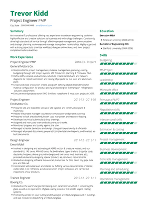 Project Engineer CV Example and Template