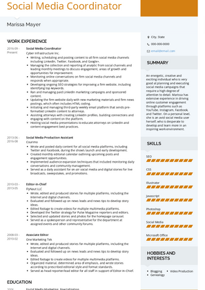 Social Media Coordinator Resume Sample and Template