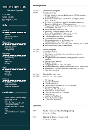 Electrical Engineer CV Example and Template