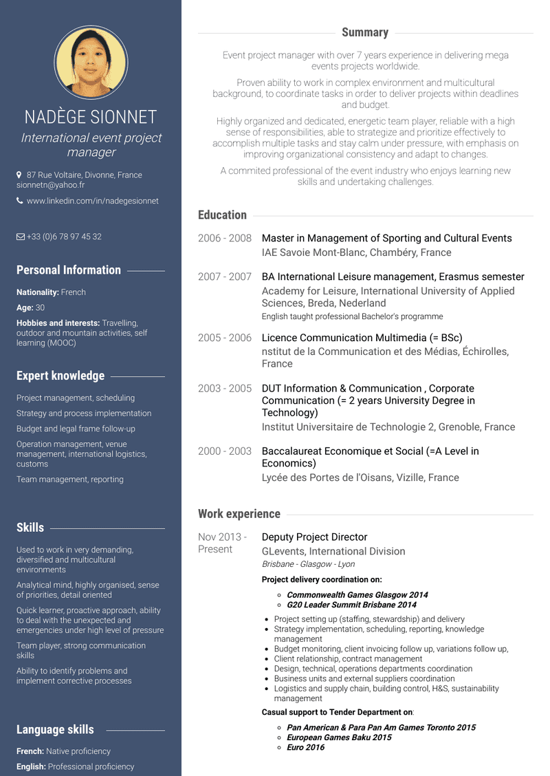 Deputy Project Director Resume Sample and Template