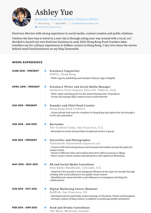 Storyteller And Photographer  Resume Sample and Template