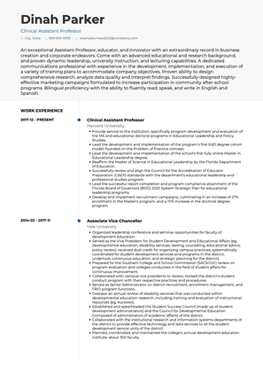Assistant Professor CV Example and Template