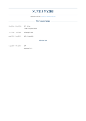 Otr Driver Resume Sample and Template