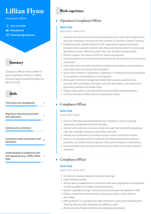 Compliance Officer Resume Sample and Template