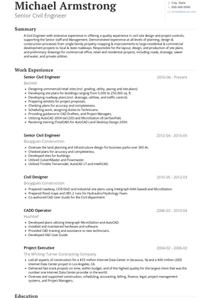 Senior Civil Engineer Resume Sample and Template