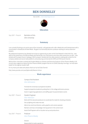Campus Visit Assistant Resume Sample and Template