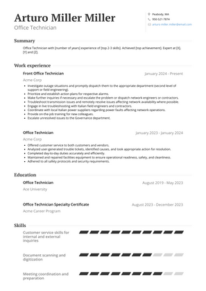 Office Technician Resume Sample and Template