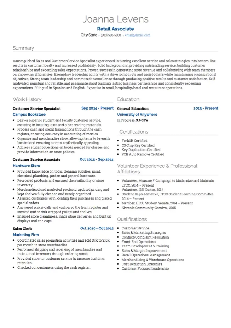 good resume examples australia