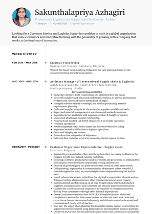 Erasmus Traineeship  Resume Sample and Template